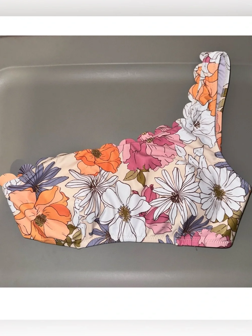 Cupshe Hazy Tenderness Flower One Shoulder Top Hipster Bikini Set M/S NWT!